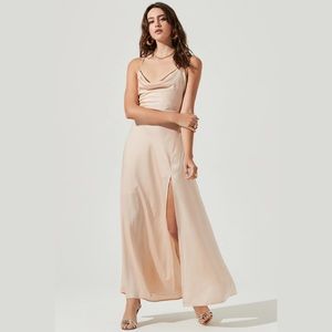 Gorgeous Champagne ASTR Palisades Cowl Maxi Dress NWT